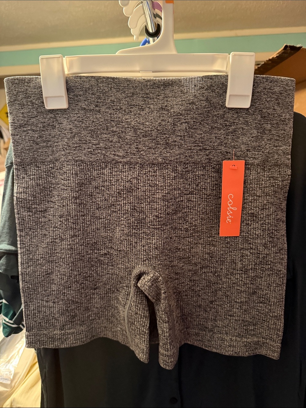 Colsie Heather Gray Bike Shorts with Orange Tag